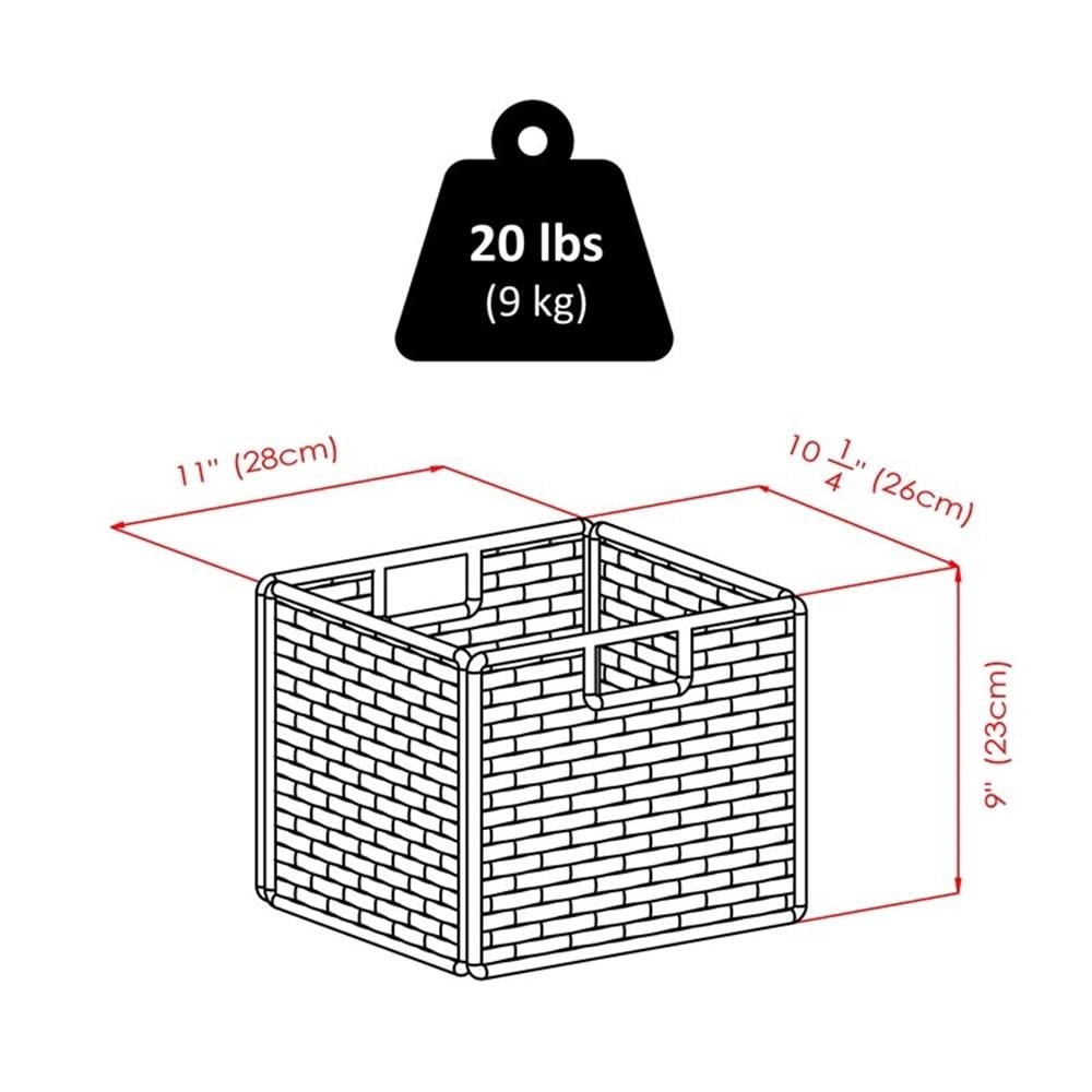 Winsome Leo 3-Tier Wide Storage Shelf with 6 Foldable Woven Baskets, for Living Room, Home Office, Bedroom, Espresso - Image 9