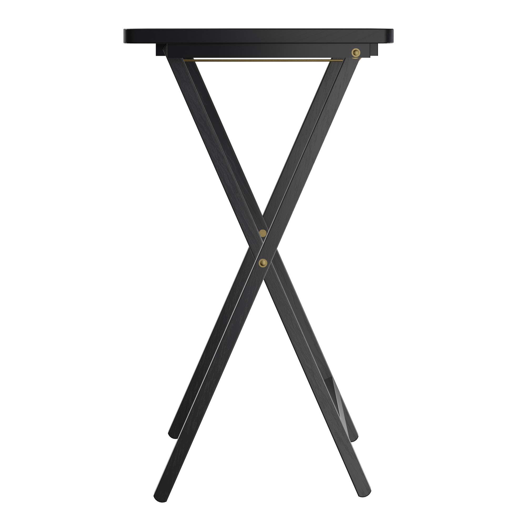 Winsome Alex Set of 4 Foldable Snack Tables with Storage Rack, 26" in Black, Easy to Store Portable Fold Up Table Set for Kitchen, Living Room TV Dining, Crafts, Puzzles, Work From Home - Image 10