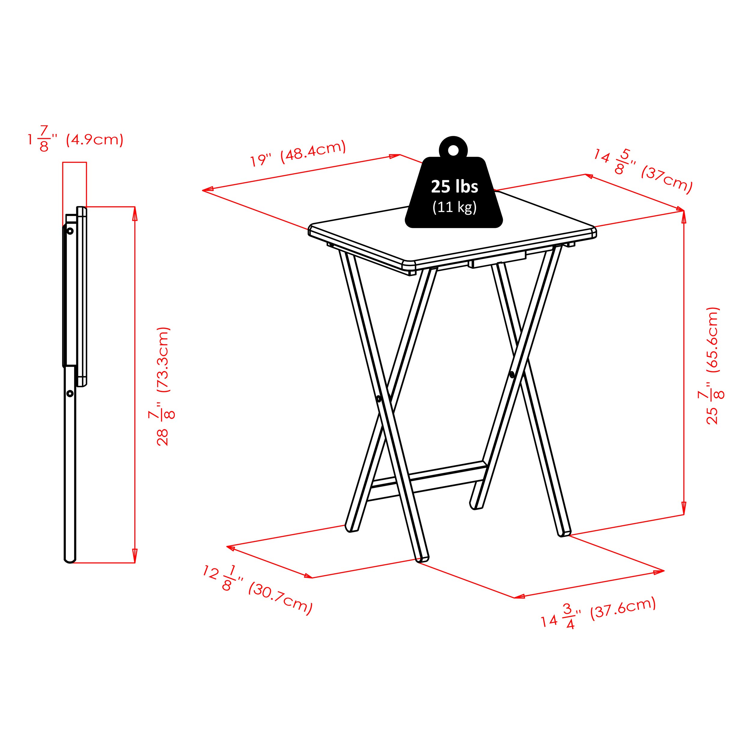 Winsome Alex Set of 4 Foldable Snack Tables with Storage Rack, 26" in Black, Easy to Store Portable Fold Up Table Set for Kitchen, Living Room TV Dining, Crafts, Puzzles, Work From Home - Image 3