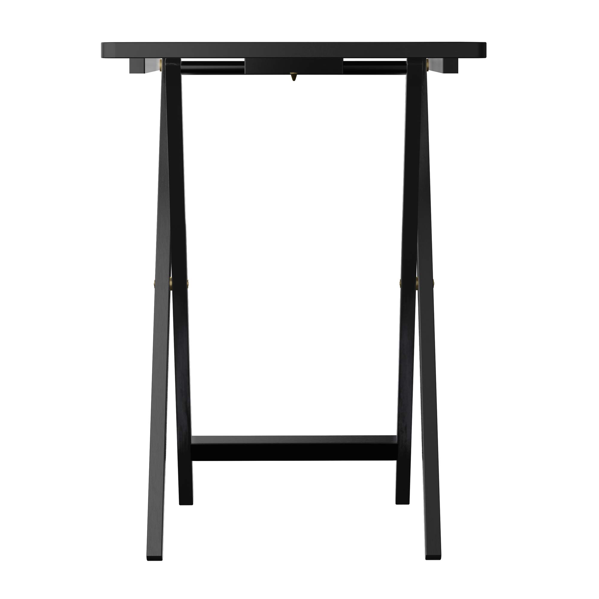 Winsome Alex Set of 4 Foldable Snack Tables with Storage Rack, 26" in Black, Easy to Store Portable Fold Up Table Set for Kitchen, Living Room TV Dining, Crafts, Puzzles, Work From Home - Image 4