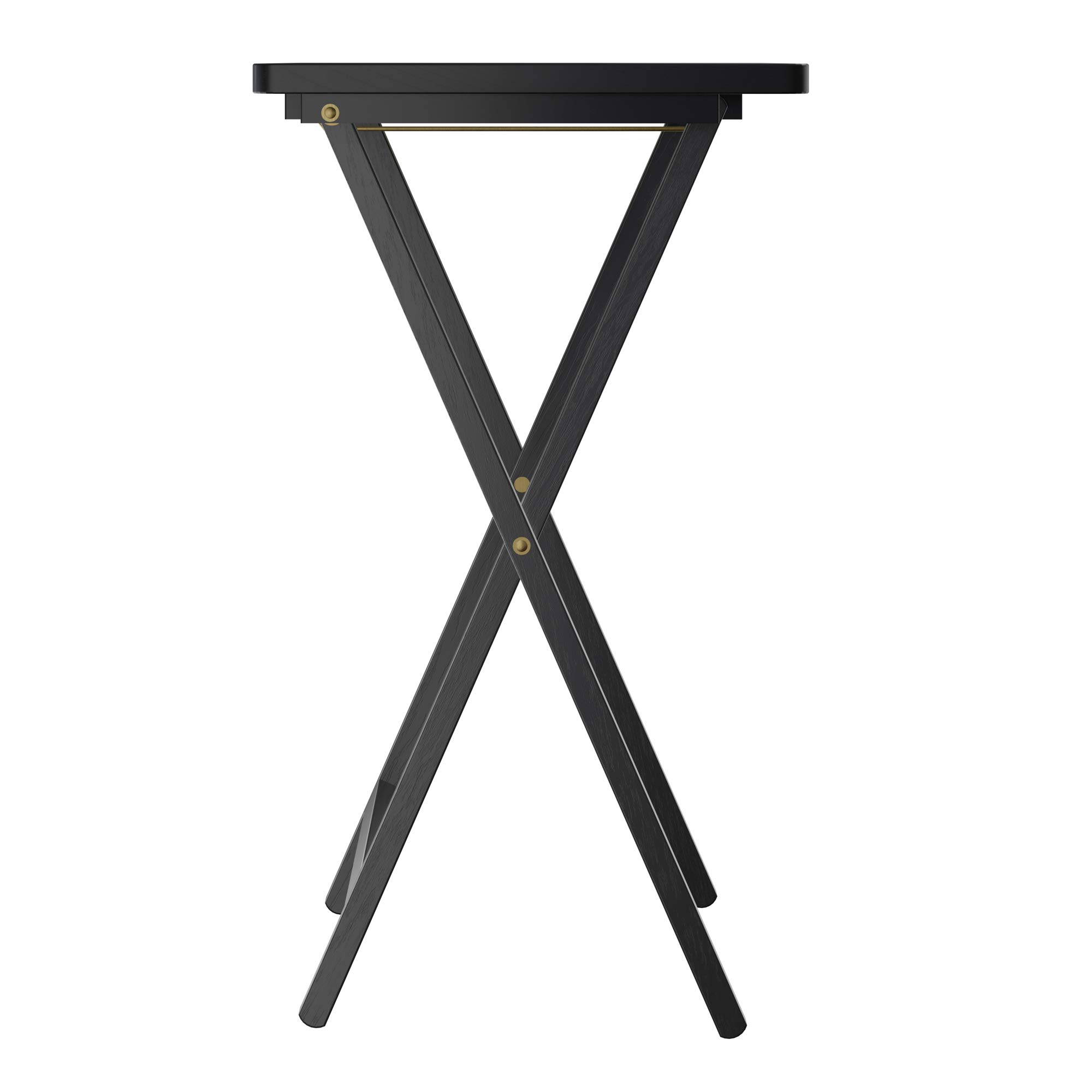 Winsome Alex Set of 4 Foldable Snack Tables with Storage Rack, 26" in Black, Easy to Store Portable Fold Up Table Set for Kitchen, Living Room TV Dining, Crafts, Puzzles, Work From Home - Image 5