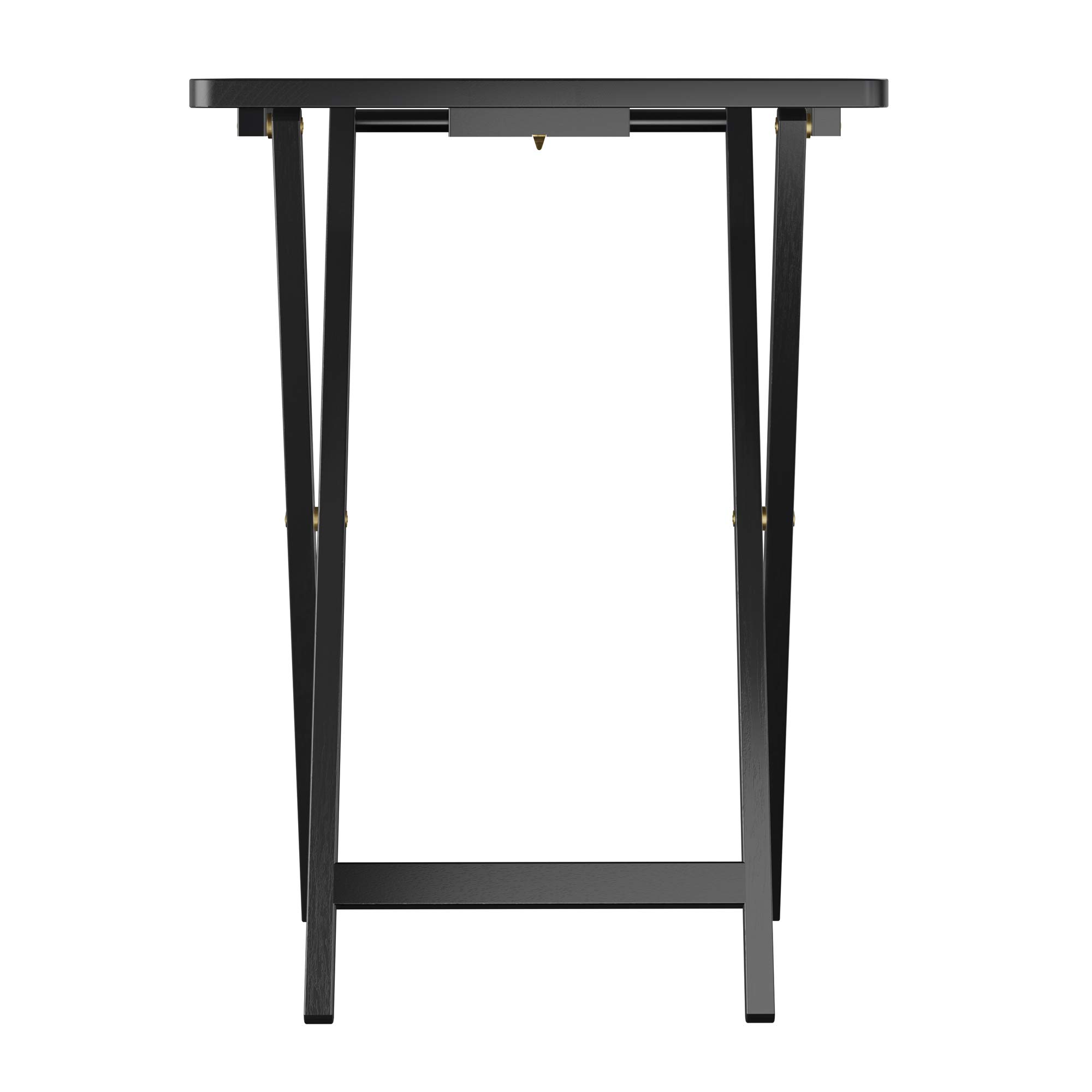 Winsome Alex Set of 4 Foldable Snack Tables with Storage Rack, 26" in Black, Easy to Store Portable Fold Up Table Set for Kitchen, Living Room TV Dining, Crafts, Puzzles, Work From Home - Image 6