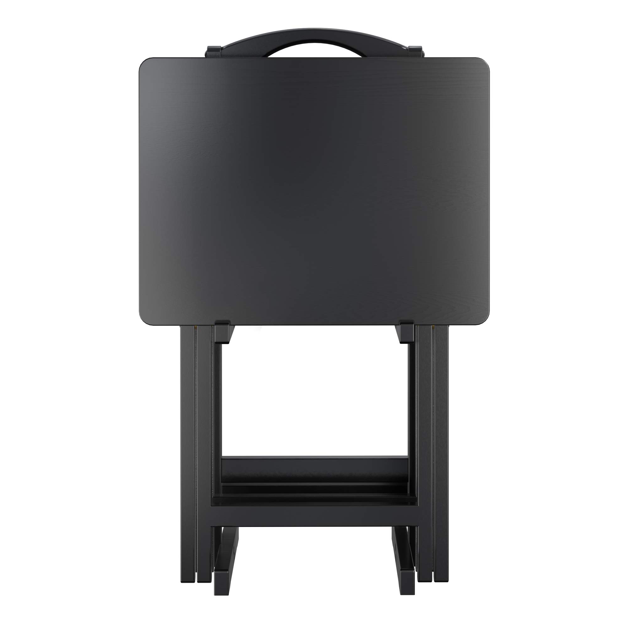 Winsome Alex Set of 4 Foldable Snack Tables with Storage Rack, 26" in Black, Easy to Store Portable Fold Up Table Set for Kitchen, Living Room TV Dining, Crafts, Puzzles, Work From Home - Image 8