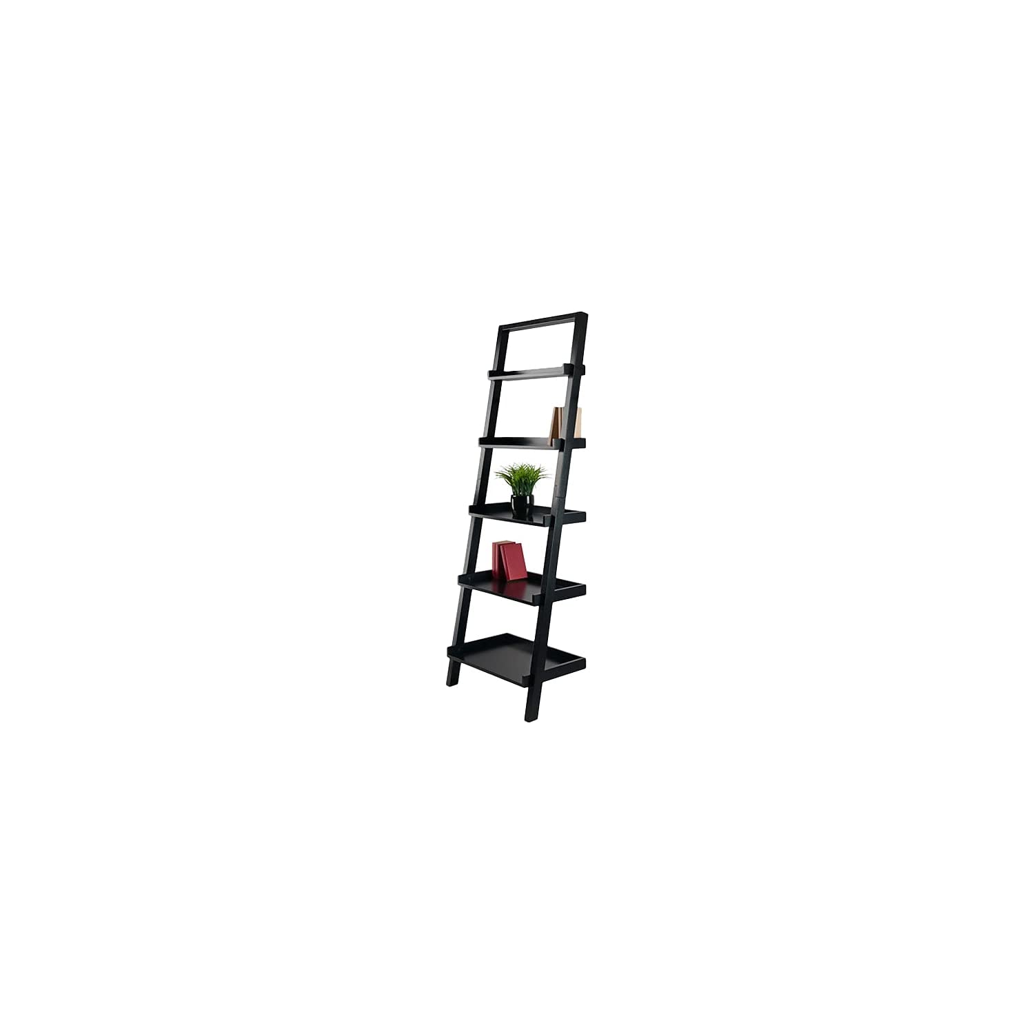 Winsome Bellamy 5-Shelf 69" H Leaning Bookcase, Black (29553) - Image 8
