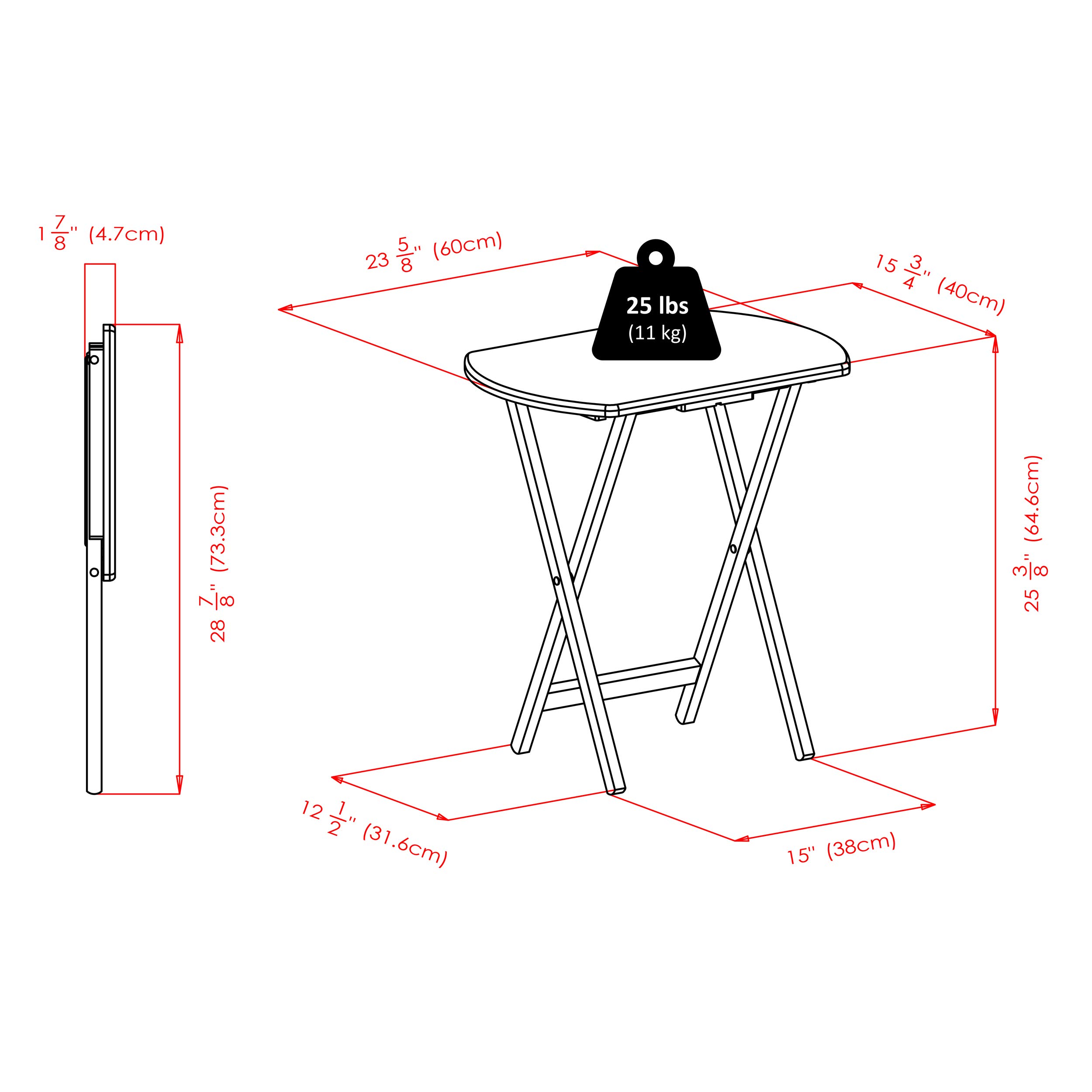 Winsome Corbett Set of 2 Oversized Foldable Snack Tables, Easy to Store Portable Fold Up Table Set for Kitchen, Living Room TV Dining, Crafts, Puzzles, Work From Home - Image 3