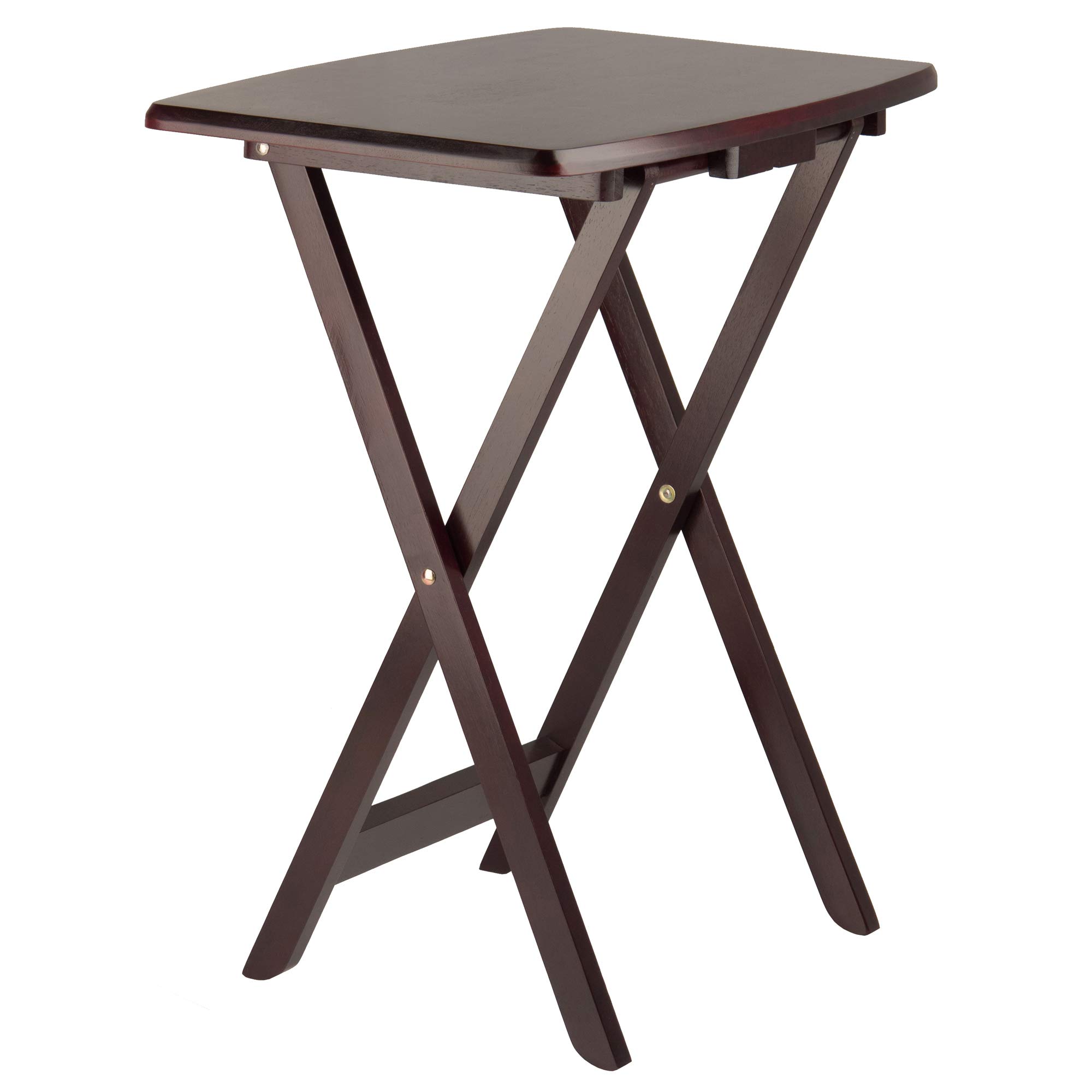 Winsome Dylan Set of 4 Oversized Foldable Snack Tables with Storage Rack, 26" in Espresso, Easy to Store Portable Fold Up Table Set for Kitchen, Living Room TV Dining, Crafts, Puzzles, Work From Home - Image 6