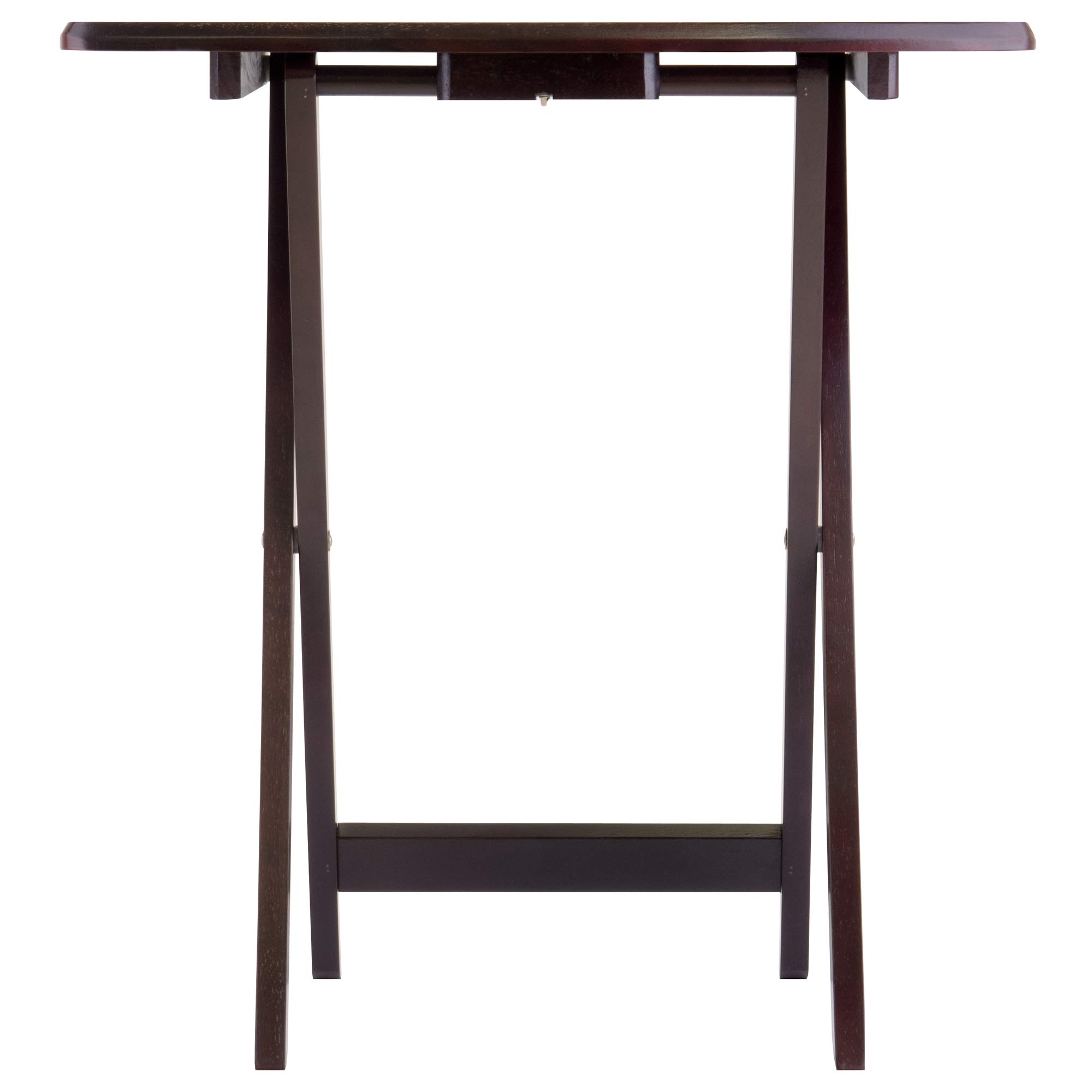 Winsome Dylan Set of 4 Oversized Foldable Snack Tables with Storage Rack, 26" in Espresso, Easy to Store Portable Fold Up Table Set for Kitchen, Living Room TV Dining, Crafts, Puzzles, Work From Home - Image 7