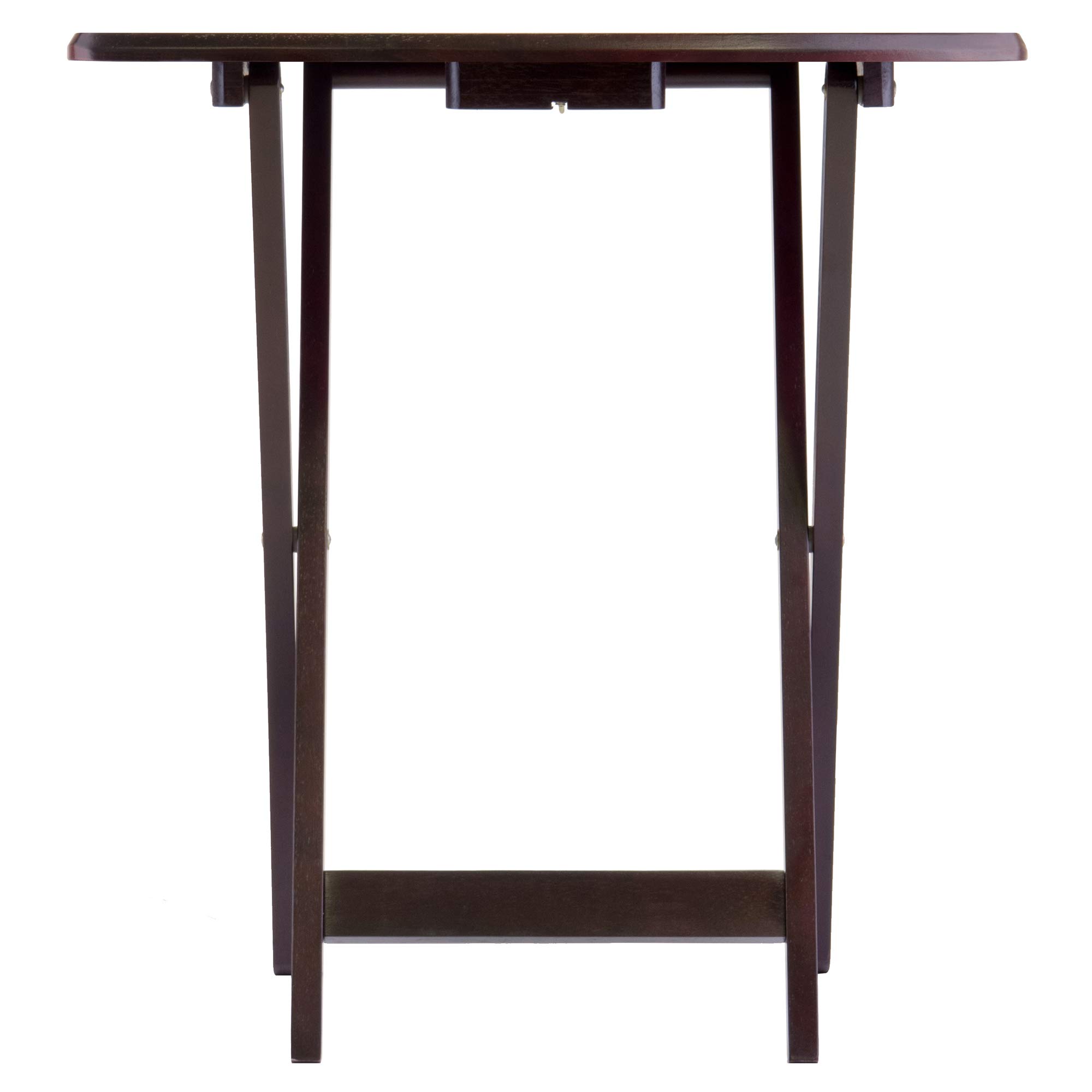 Winsome Dylan Set of 4 Oversized Foldable Snack Tables with Storage Rack, 26" in Espresso, Easy to Store Portable Fold Up Table Set for Kitchen, Living Room TV Dining, Crafts, Puzzles, Work From Home - Image 9