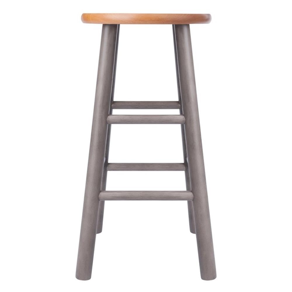 Winsome Huxton 2-Piece Counter Stools, 24 in, Teak Seat with Oyster Gray Base, Solid Wood - Image 6