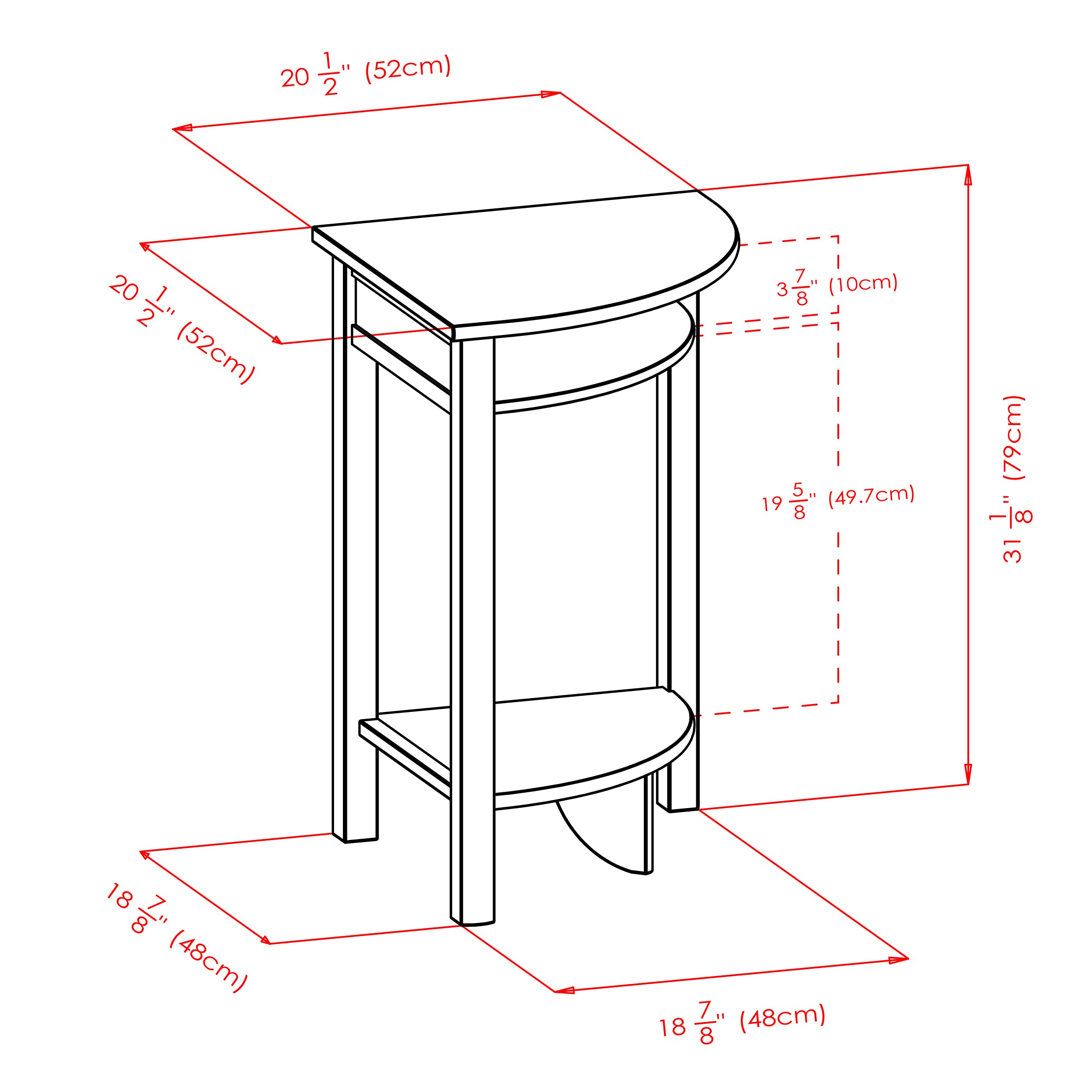 Winsome LISO 31.1-inch x 20 1/2-inch x 20 1/2-inch Composite Wood Corner Table with Cube Storage, Dark Brown - Image 3