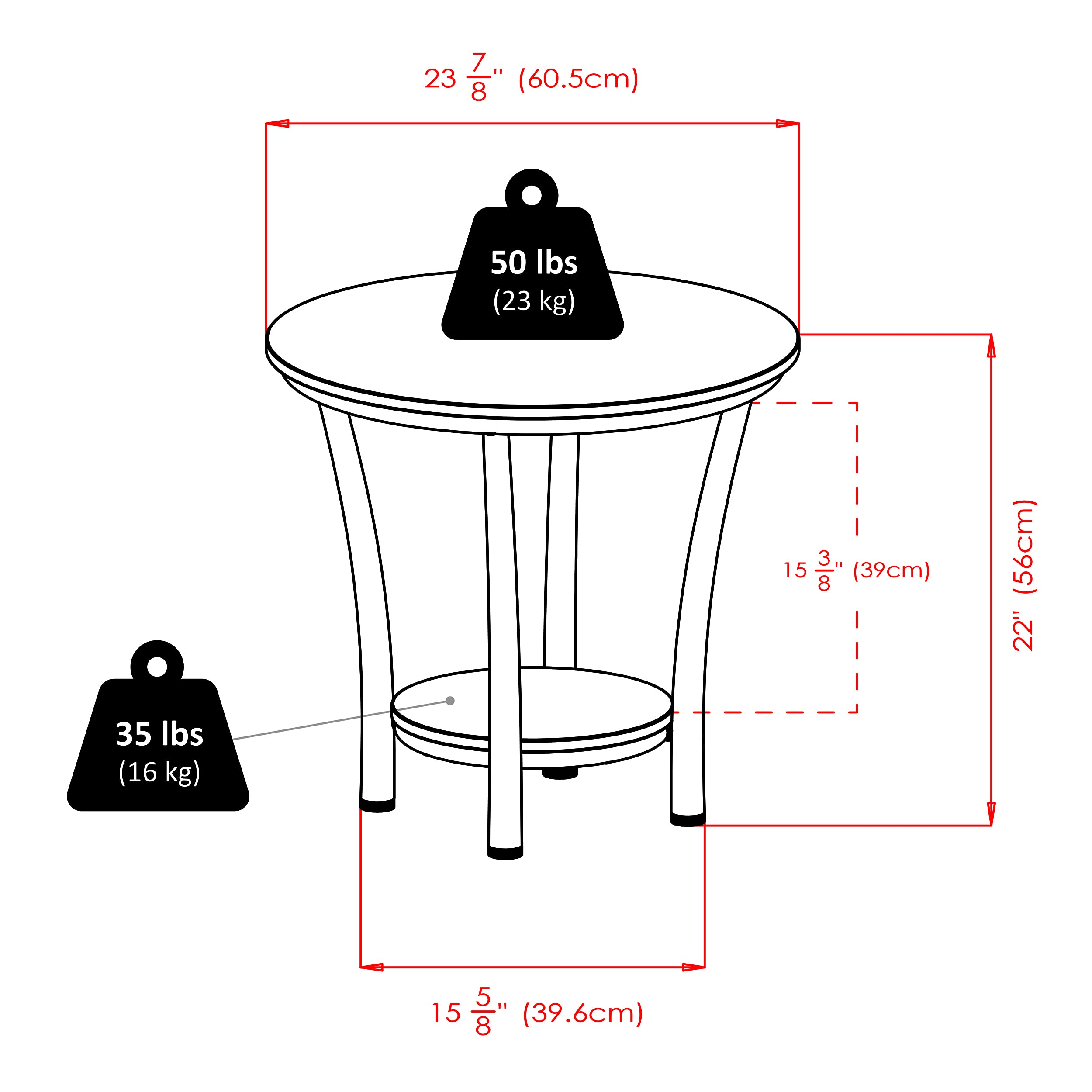 Winsome Maya 22.05 x 23.82 x 23.82-Inch Medium Density Fiber Round End Table, Black (93219) - Image 3