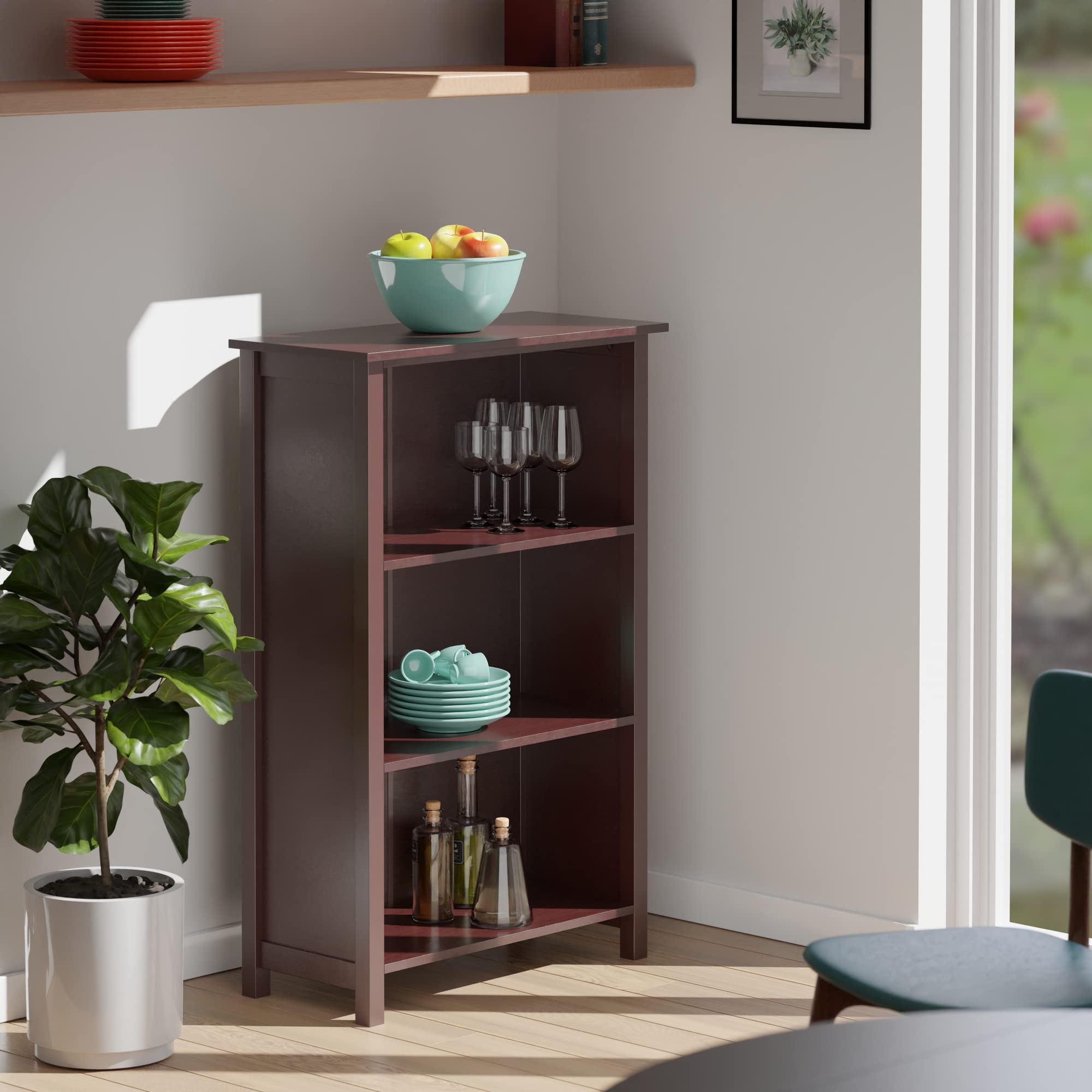 Winsome Milan 3-Tier Storage Shelf, 28" Wide, 43" High, Walnut - Image 8