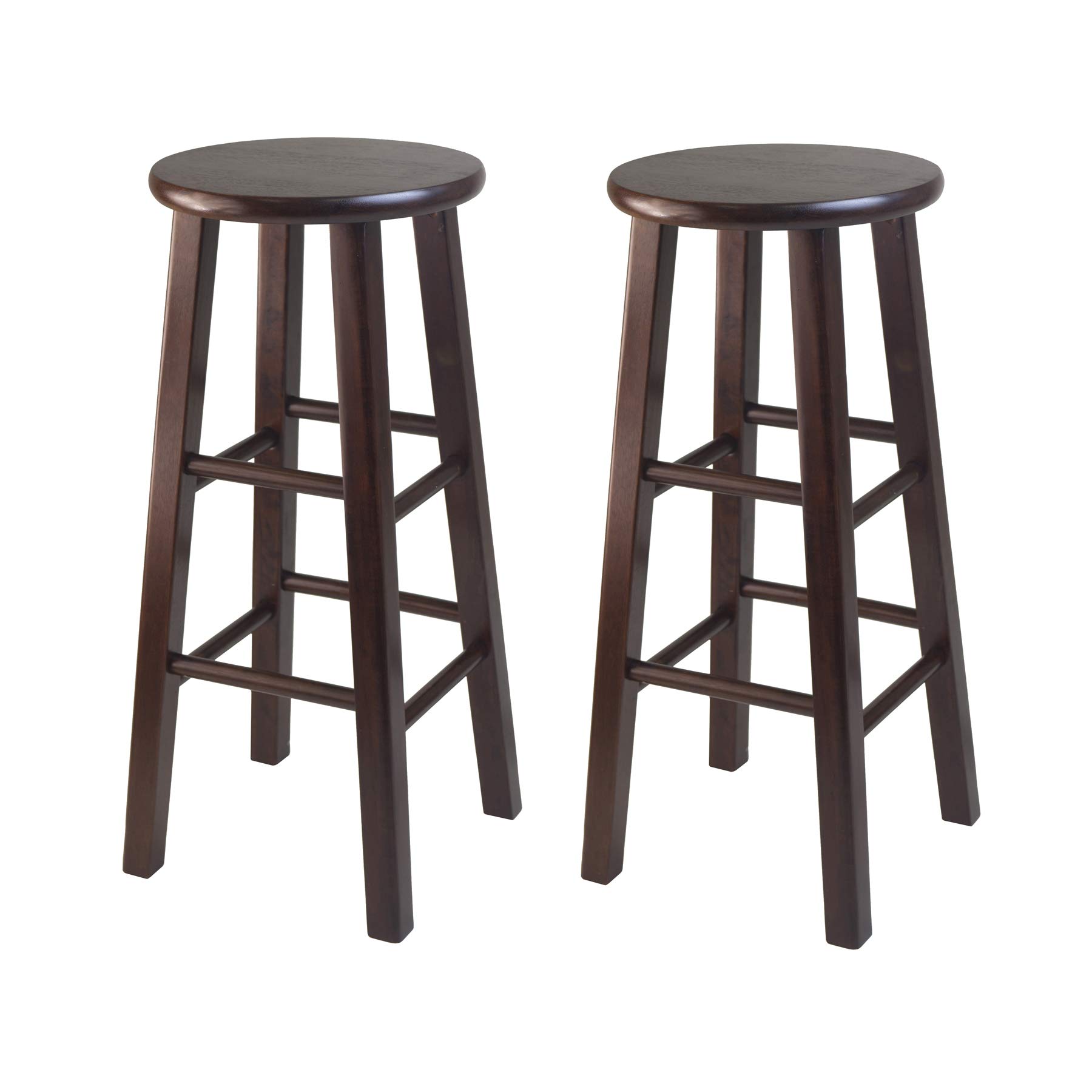 Winsome Parkland 3-Pc High Dining Table with 2 Square Leg Bar Stools, Walnut - Image 4