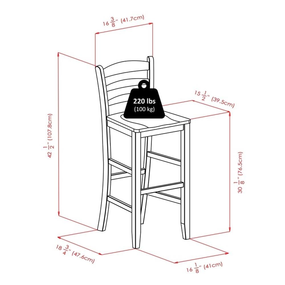 Winsome Parkland 5Pc High Table with 29" Ladder Back Stools - Image 3