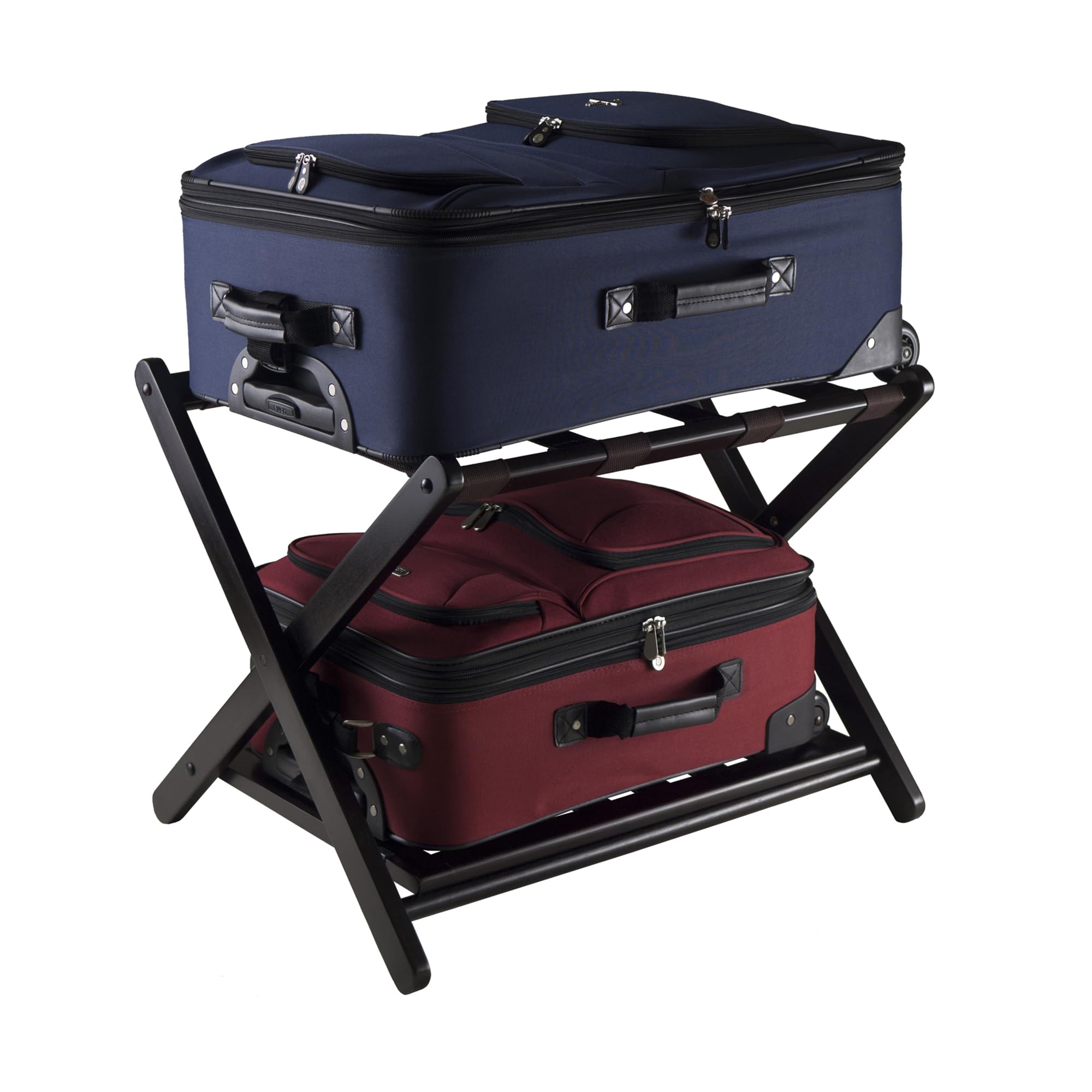 Winsome Reese Luggage Rack with Storage Shelf, for Guest Room, Bedroom, Foldable, No Assembly, Espresso - Image 4