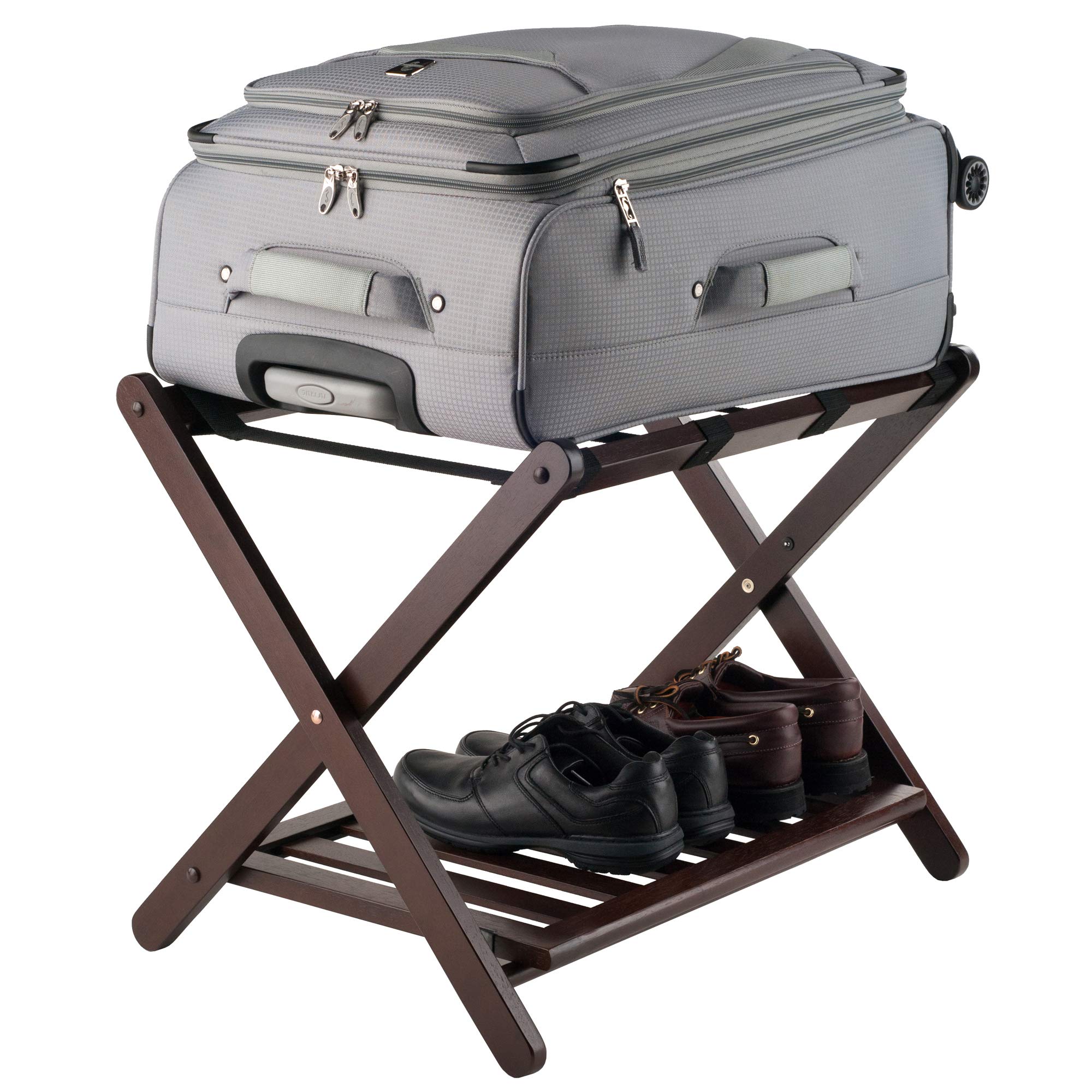 Winsome Reese Luggage Rack with Storage Shelf, for Guest Room, No Assembly, Cappuccino - Image 7