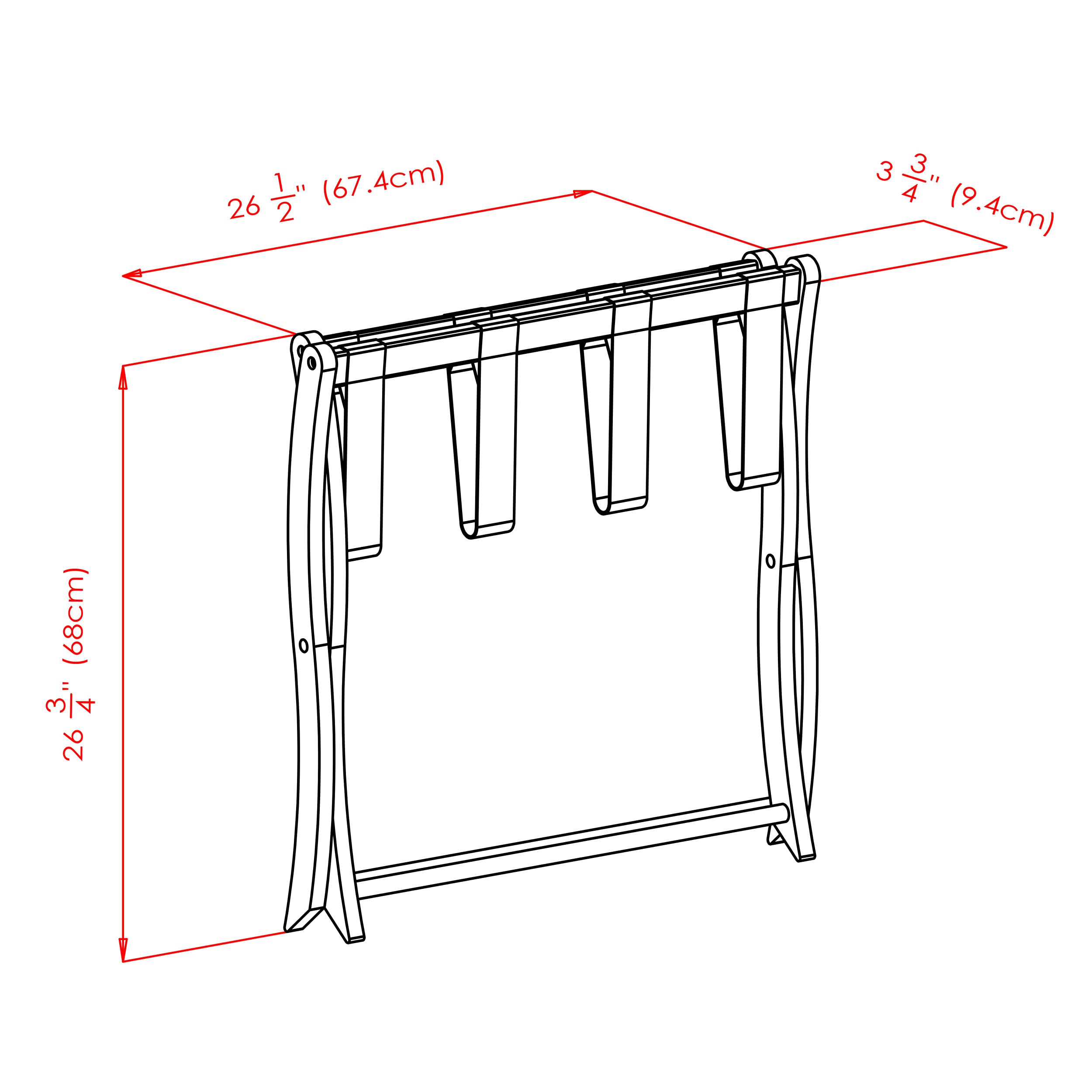 Winsome Scarlett Luggage Rack in Cappuccino, Sturdy Folding Suitcase and Bag Stand for Guest Room, Bedroom, Must Have Foldable Storage Essential for Guests, Small Businesses, Home - Image 10