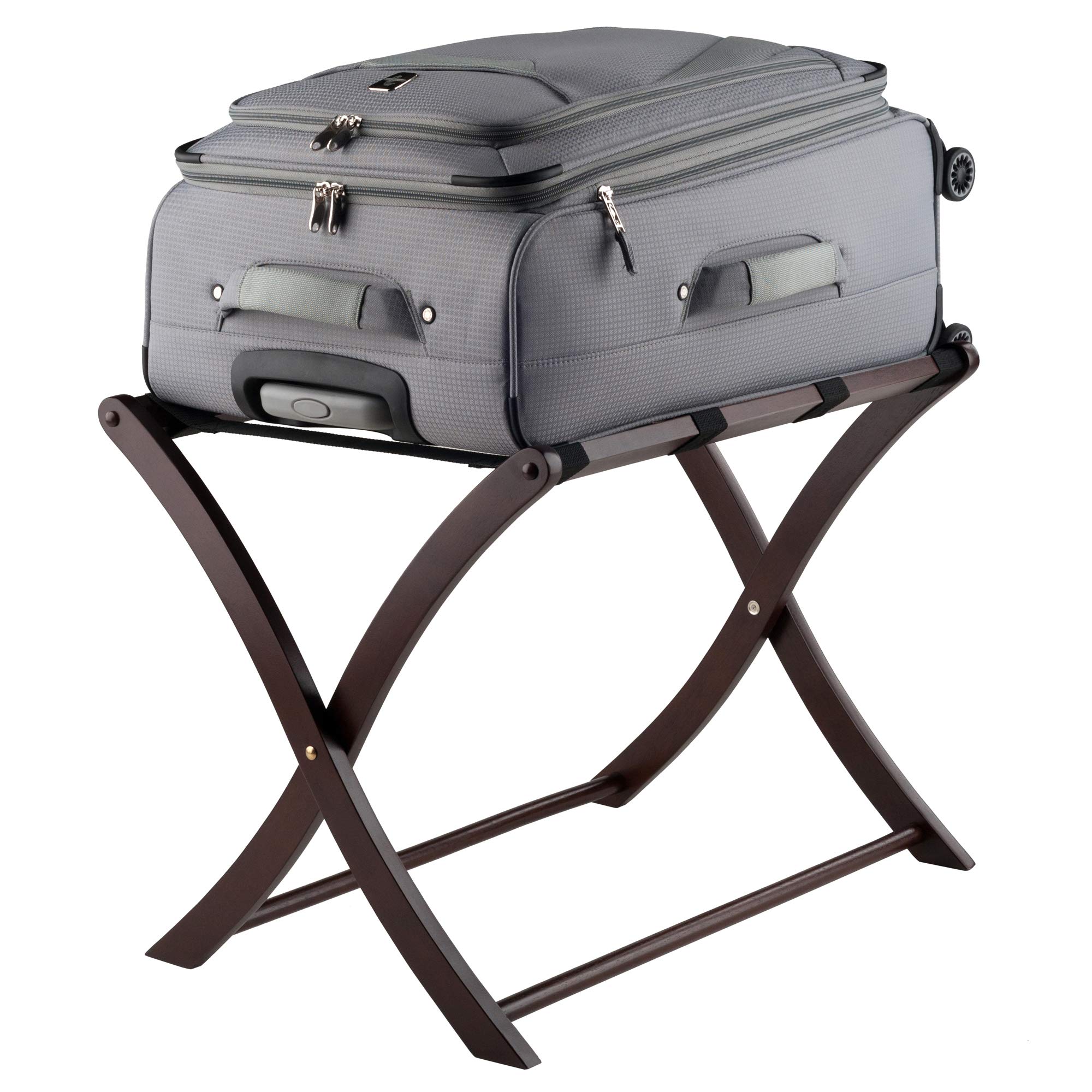 Winsome Scarlett Luggage Rack in Cappuccino, Sturdy Folding Suitcase and Bag Stand for Guest Room, Bedroom, Must Have Foldable Storage Essential for Guests, Small Businesses, Home - Image 7