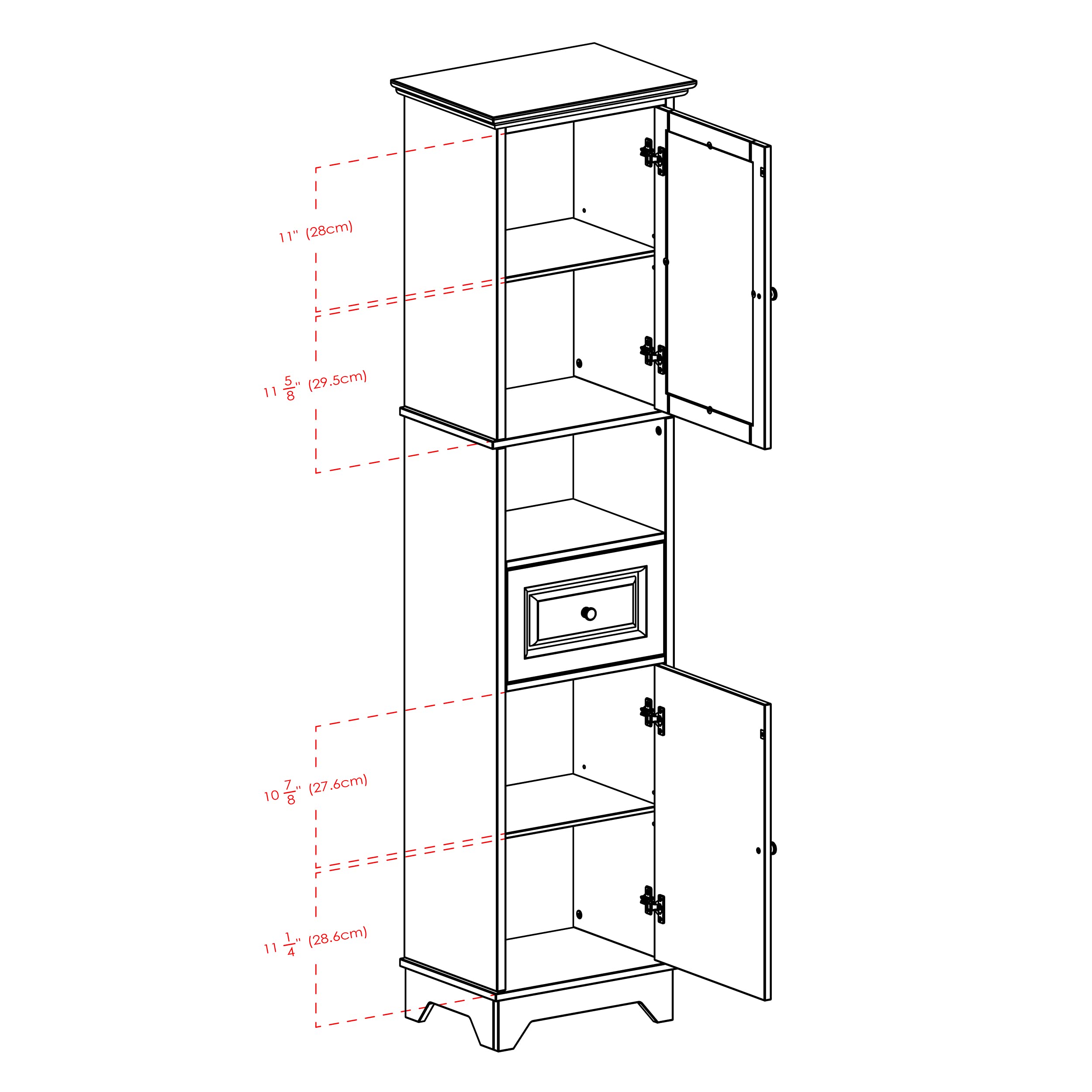 Winsome Wood Alps Tall Cabinet with Glass Door and Drawer - Image 10