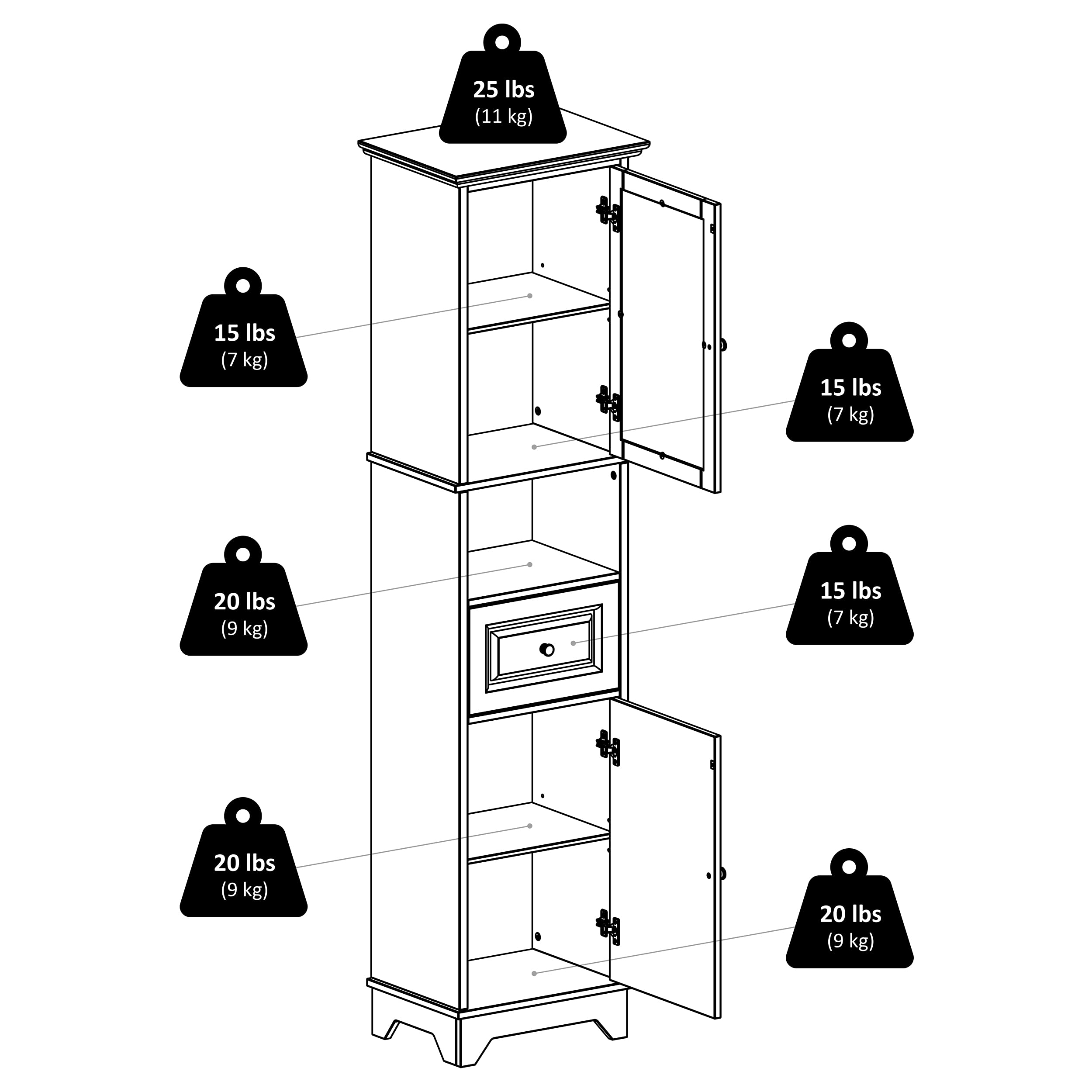 Winsome Wood Alps Tall Cabinet with Glass Door and Drawer - Image 11