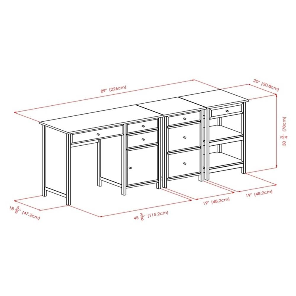 Winsome Wood Delta 3-Pc Set Home Office, White - Image 3