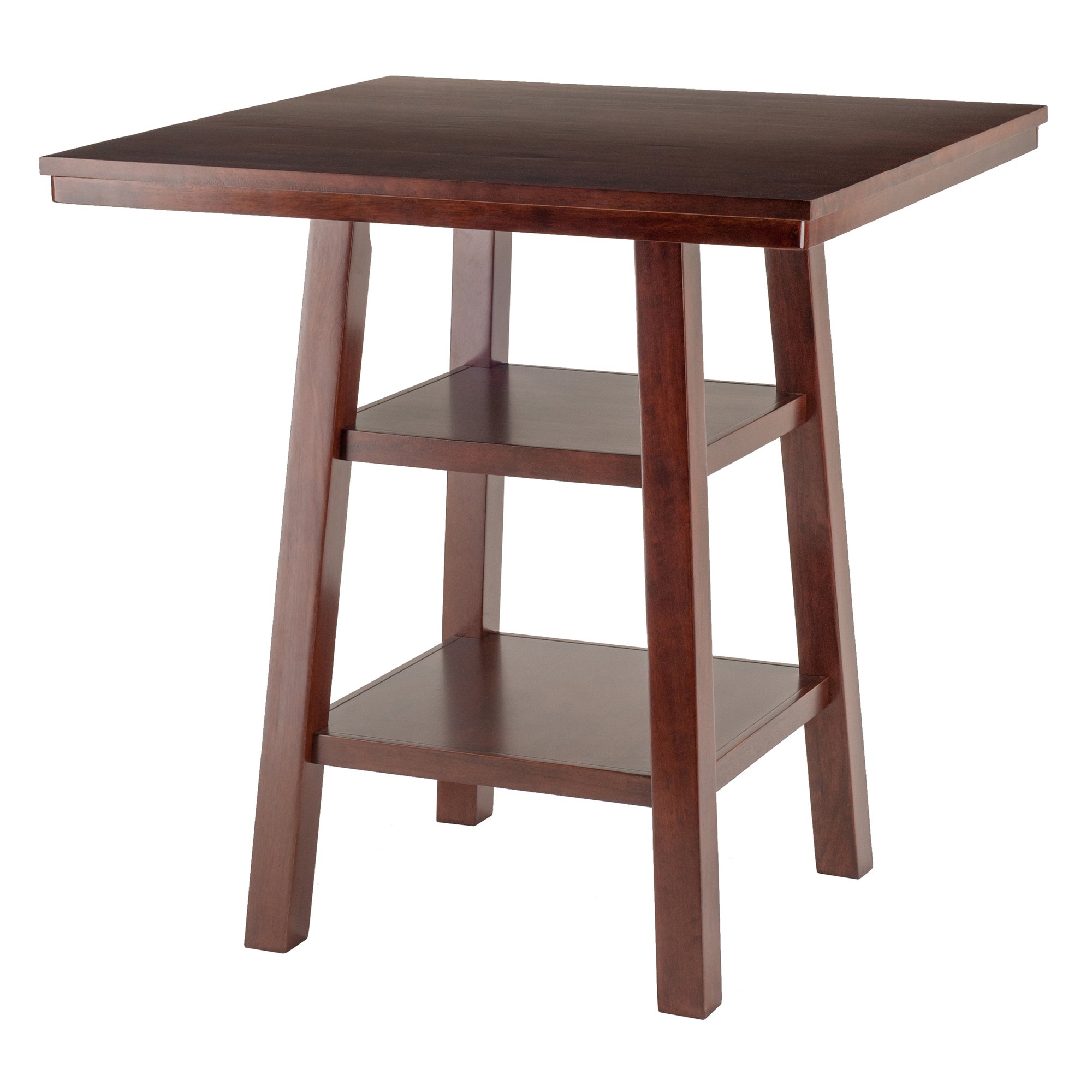 Winsome Wood Orlando 3-Pc Set High Table, 2 Shelves w/ 4 Cushion Seat Stools - Image 4