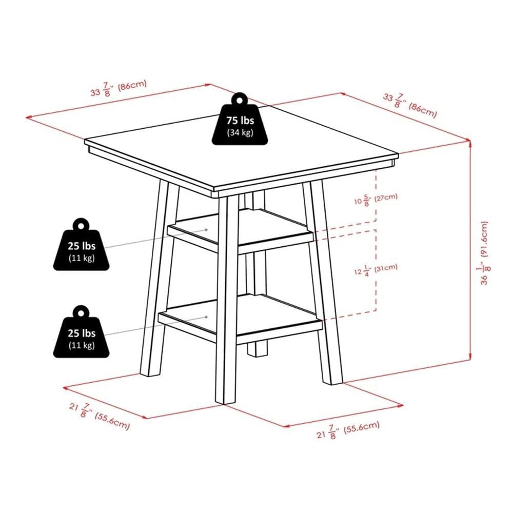 Winsome Wood Orlando 3-Pc Set High Table, 2 Shelves w/ 4 Cushion Seat Stools - Image 6