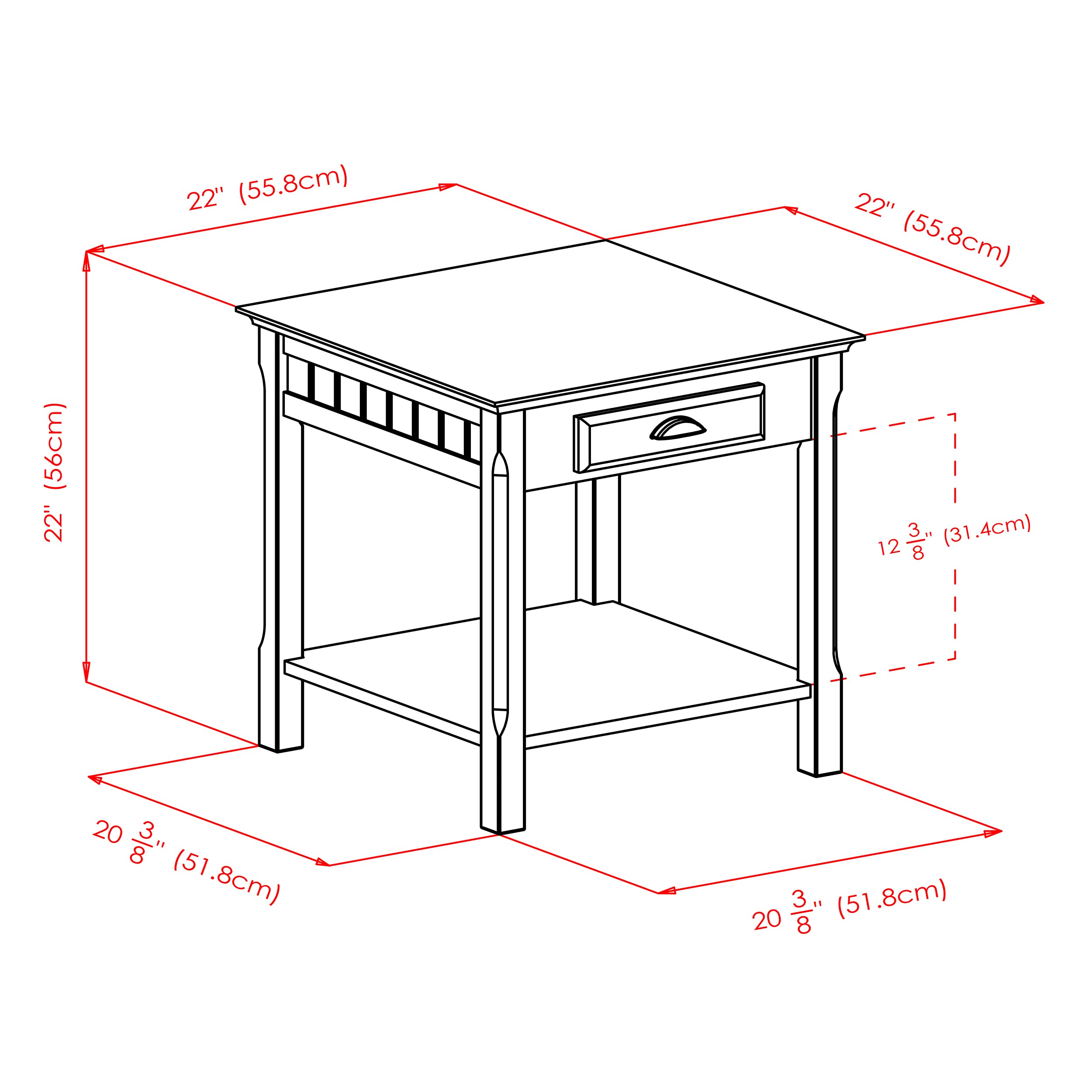 Winsome Wood Timber Occasional Table, Black, 21.97 x 21.97 x 22.05 inches - Image 3