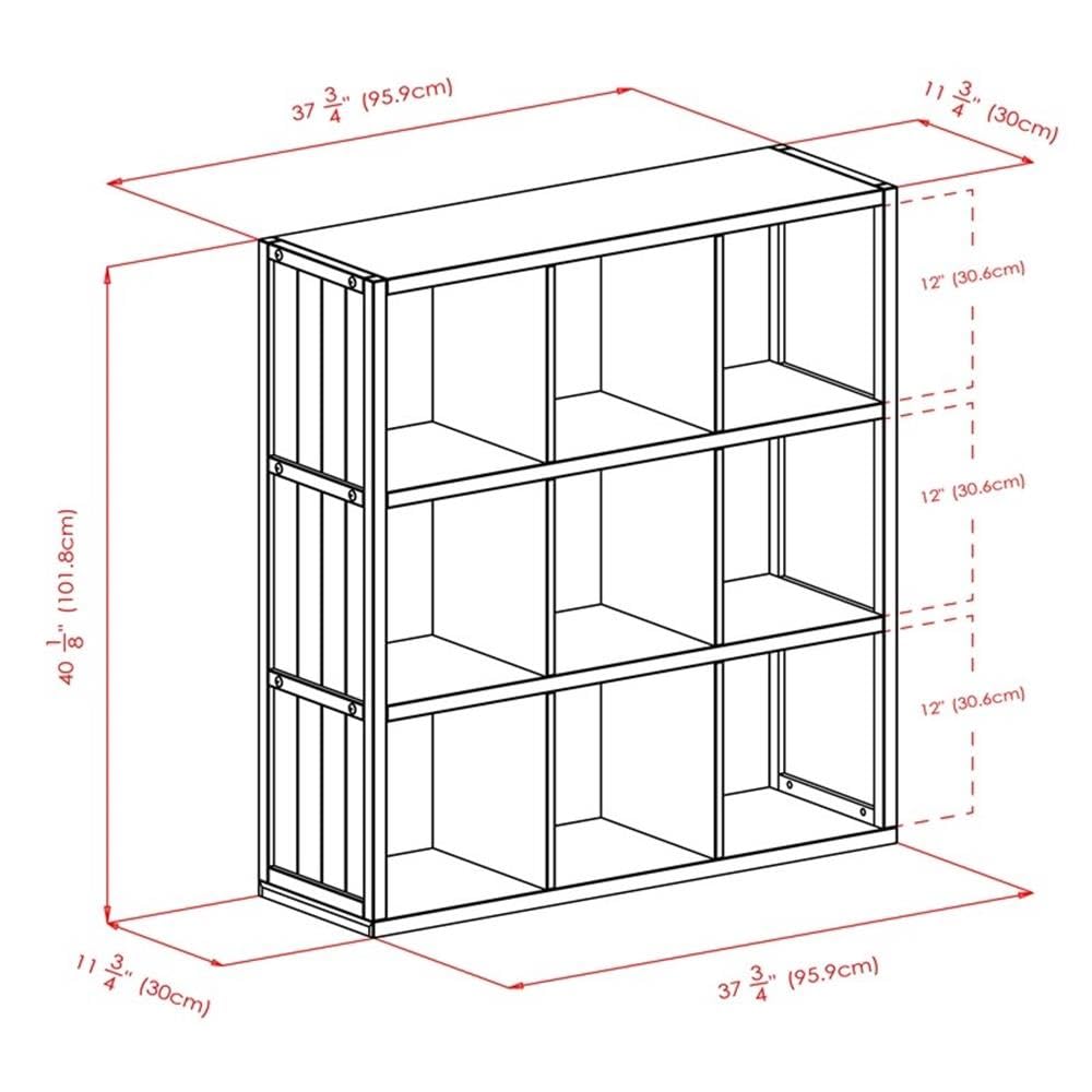 Winsome Wood Timothy 7-Pc 3x3 Storage Shelf with 6 Foldable Woven Baskets - Black and Chocolate - Image 9
