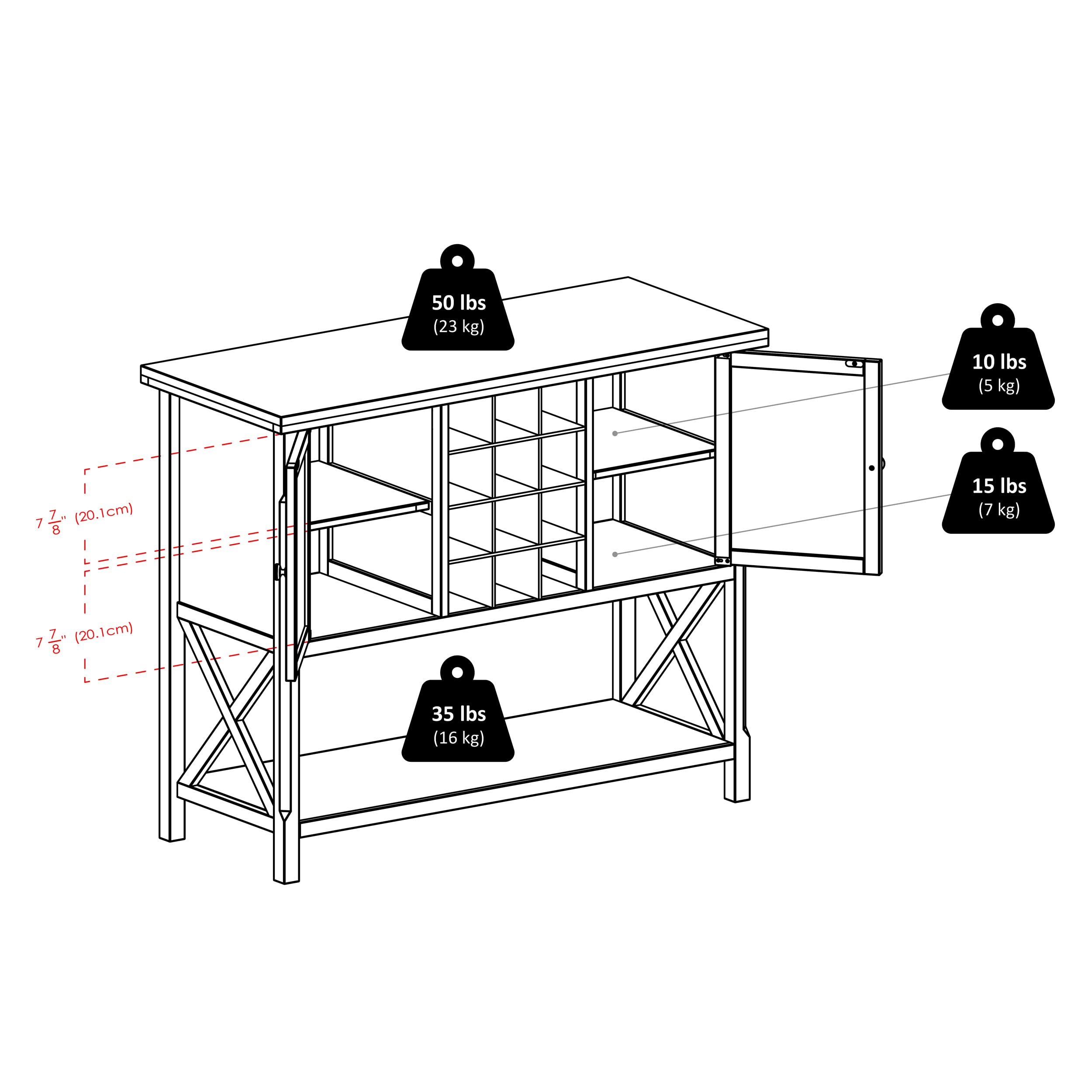 Winsome Xola Buffet Cabinet, Cappuccino - Image 11