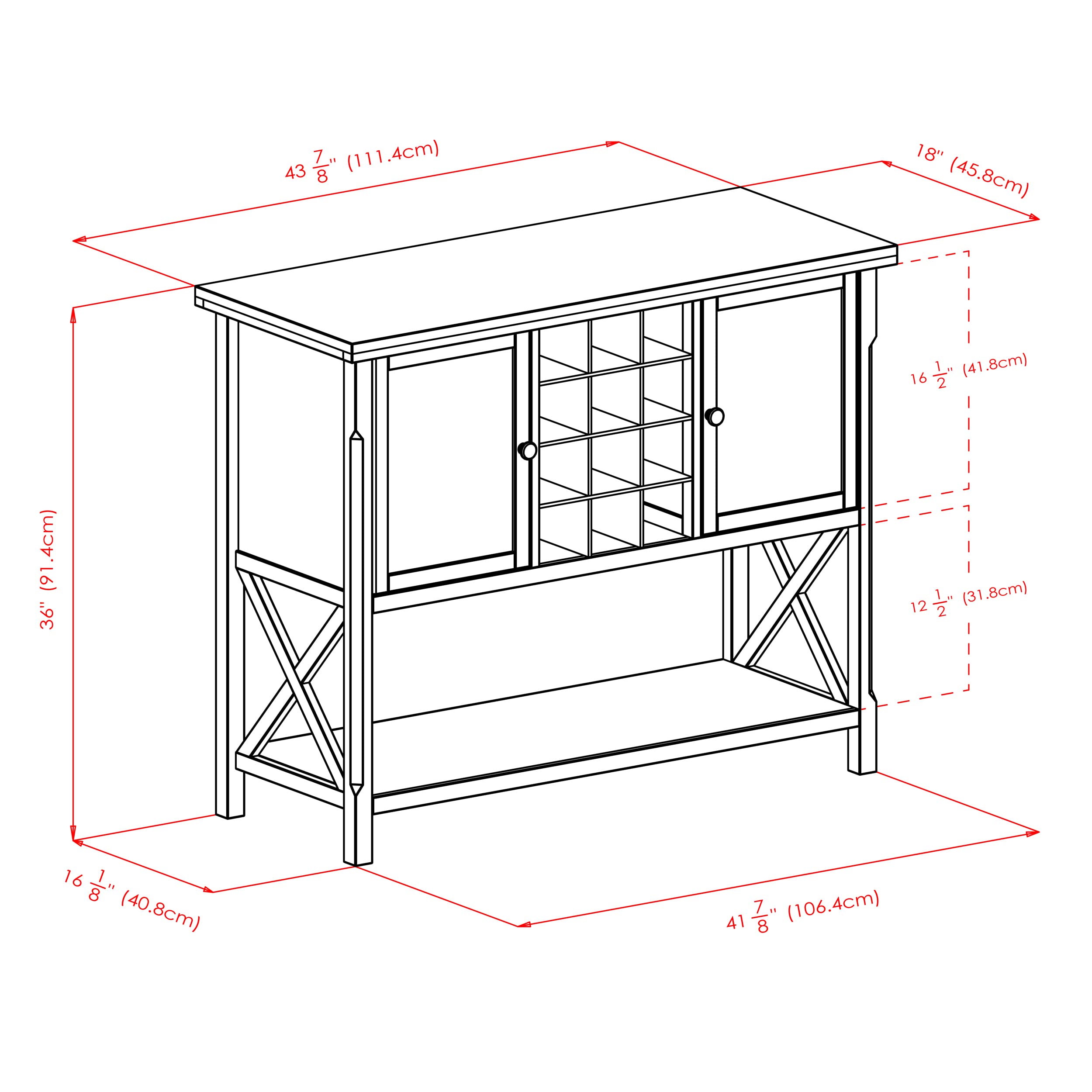 Winsome Xola Buffet Cabinet, Cappuccino - Image 3